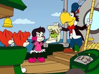 Fix & Foxi – "Fix & Foxi", "Die Popcornkonferenz / Wenn Strom schwimmt / Lupo ist bedient / Baum in Not." Die Popcornkonferenz:Fix und Foxi sind begeistert, denn die Popcorn produzierende Pflanze von Professor Knox verspricht der Renner des Flohmarktes zu werden. Doch die Freude währt nicht lang, denn Wurst-Maxe ist sauer auf die Konkurrenz und klaut die Pflanze samt Omas Wagen und Schnucki.Wenn Strom schwimmt:Professor Knox will die Tiefsee erforschen und nimmt Fix und Foxi und Lupinchen mit auf die Reise. Als er mitsamt seiner Taucherglocke vom Boot getrennt wird und im Meer versinkt, müssen sich die Freunde schnell etwas einfallen lassen.Lupo ist bedient:Bei einer Dinnerparty stellt Professor Knox seine neuen Dienstboten-Roboter vor. Lupo ist selbstverständlich begeistert und träumt davon, immer bedient zu werden. Schließlich täuscht er einen Unfall vor, um seinen Traum wahr zu machen.Baum in Not:Nachbar Breitmaul will den Baum fällen, in dem die Zwillinge ein Baumhaus gebaut haben. Und das empfinden Pip und Pep als offizielle Kriegserklärung.
