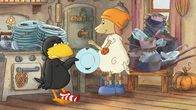 Der kleine Rabe Socke – Abwaschen ist nicht Sockes Ding.