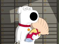 Family Guy – Brian (l.) macht sich in Begleitung von Stewie (r.) an seinem Bankschließfach zu schaffen, als plötzlich die Tür zum Tresorraum zufällt ...