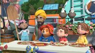 Paddingtons Abenteuer – L-R: Simi, Baaz, Paddington, Jonathan Brown, Judy Brown