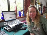 Geheimakte Wildnis – Hillsborough, North Carolina, USA - Dr. Liz Von Muggenthaler at her computer with the recordings taken from Lake Champlain.