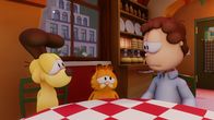 The Garfield Show – Odie, Garfield und Jon (v.l.n.r.) sind niedergeschlagen, weil Vito sein Talent zu Kochen verloren hat.