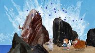 Lilys Strandschatz Eiland – Lily und Flöckchen denken, hinter den Felsen sei ein Monster. Nonna glaubt ihnen nicht und will sie beruhigen, doch auch sie und Barne kriegen es mit der Angst zu tun, als sie den Lärm hören.