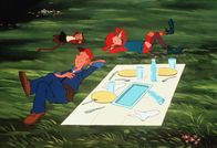 okidoki-Kinderprogramm: Astrid Lindgrens: Pippi Langstrumpf – Pippi rettet die Villa Kunterbunt vor dem Untergang nur dadurch, indem sie den Tischler mit einem Picknick aus dem Haus lockt.