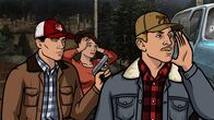 Archer – Machen sich in den Wäldern von West Virginia auf die Suche nach Randy Gillette: (v.l.n.r.) Archer, Cheryl und Ray ...