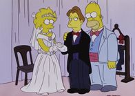 Die Simpsons – L-R: Lisa Simpson, Hugh Parkfield, und Hommer Simpson