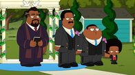The Cleveland Show – L-R: Reverend Jenkins, Cleveland Brown, Cleveland Brown Jr., Rallo Tubbs