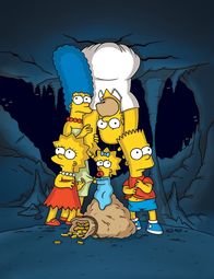 Die Simpsons – Bei einem Ausflug in eine Höhle brechen Marge (2.v.l.), Homer (2.v.r.), Bart (r.), Lisa (l.) und Maggie (M.) ein. Während des Wartens erzählt Lisa eine Geschichte ...