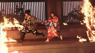 Ninja Wars – L-R: Jotaro Fuefuki (Hiroyuki Sanada) and Ukyodayu (Noriko Watanabe).
