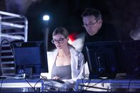 Cabin Fever 3: Patient Zero – On left: Bridget (Lydia Hearst) and on right Dr. Edwards (Currie Graham).