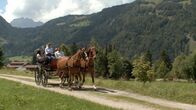 Landgasthäuser – Eine Fahrt auf der Pferdekutsche in der malerischen Region Fellhorn am Sonnenberg, Tirol.