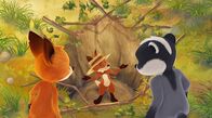 Mama Fuchs und Papa Dachs – Bruno sitzt in einer Fallle, er bittet Rosie und Matteo ihm herauszuhelfen.