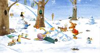 Unser Sandmännchen – Der kleine Rabe Socke ist begeistert: Es schneit! Voller Freude singen seine Freunde der Hase, der Dachs, das Wildschwein Stulle und der Maulwurf das Lied vom SchneeflĂ¶ckchen, WeiĂźrĂ¶ckchen.Â