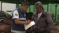 Grenzschutz Südamerika – Colombia - (L to R) Agent takes information from driver.