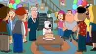 Family Guy – (im Uhrzeigersinn) Mort Goldman; Bruce; Carol West; Babs Pewterschmidt; Carter Pewterschmidt; Brian Griffin; Meg Griffin; Joe Swanson; Cleveland Brown; Ida Davis; Glen Quagmire
