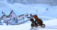 Heidi – Peter und Heidi fliehen mit dem Schlitten.