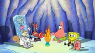 SpongeBob Schwammkopf – L-R: Squidward, Sandy, Mr. Krabs, Patrick, SpongeBob SquarePants, Gary