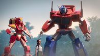 Transformers Earth Spark – L-R: Elita-1, Dot Malto, Optimus Prime