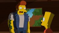 Die Simpsons – Auf der Suche nach einem Versteck trifft Bart (r.) auf den Räuber Snake (l.) auf der Flucht vor der Polizei. Als Snake erzählt, dass er den Raub nur verübt hat, um seinem Sohn eine Zahnspange zu kaufen, beschließt Bart, ihn zu decken ...
