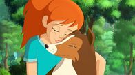 Lassie – Zoe ist dankbar, dass Lassie bei dem gefährlichen Abenteuer nichts passiert ist.