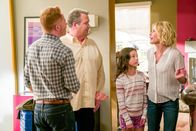 Modern Family – Jesse Tyler Ferguson (Mitchell Pritchett), Eric Stonestreet (Cameron Tucker), Aubrey Anderson-Emmons (Lily Tucker-Pritchett), Julie Bowen (Claire Dunphy).