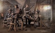 Die Musketiere – NELLA FOTO, DA SINISTRA: TOM BURKE (ATHOS), LUKE PASQUALINO (D'ARTAGNAN), HOWARD CHARLES (PORTHOS) E SANTIAGO CABRERA (ARAMIS)
