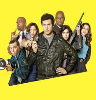 Brooklyn Nine-Nine – v.li.: Charles Boyle (Joe Lo Truglio), Terry Jeffords (Terry Crews), Gina Linetti (Chelsea Peretti), Jake Peralta (Andy Samberg), Ray Holt (André Braugher), Rosa Diaz (Stephanie Beatriz), Amy Santiago (Melissa Fumero).