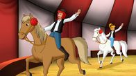 Bibi und Tina – Tina und Bibi springen beherzt als Ersatznummer im Zirkus Magnus ein und zeigen ihre Reitkünste.