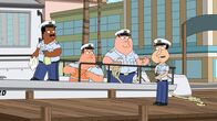 Family Guy – (v.l.n.r.) Cleveland Brown; Joe Swanson; Peter Griffin; Glen Quagmire