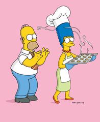 Die Simpsons – L-R: Homer, Marge