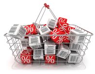 MediaShop - Immer etwas Neues – Shopping basket with cubes isolated on white