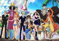 One Piece – v.l.n.r.) Zorro; Brook; Nami; Sanji; Ruffy; Robin; Chopper; Franky; Lysop