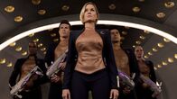 Teleios - Endlose Angst – L-R: Doctor Orson (Mykel Shannon Jenkins), Commander Linden (Lance Broadway), Iris Duncan (Sunny Mabrey), Chris Zimmer (T.J. Hoban), Emma Anderson (Christian Pitre)