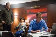Silent Witness – (v.l.n.r.) Dr. Jack Hodgson (David Caves); Clarissa Mullery (Liz Carr); Dr. Thomas Chamberlain (Richard Lintern)
