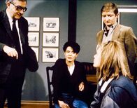 Tatort – v.li.: Hans-Günter Martens, Ulrike Folkerts, Michael Schreiner und Nele Müller-Stöfen.