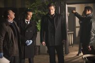 Castle – L-R: M.E. Sidney Perlmutter (Arye Gross), Kevin Ryan (Seamus Dever), Richard Castle (Nathan Fillion), Javier Esposito (Jon Huertas)