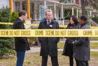 Elementary – "Dead Man's Switch"-- Sherlock (Jonny Lee Miller, left), Joan (Lucy Liu), Gregson (Aidan Quinn, center) and Bell (Jon Michael Hall, right) hunt for the accomplice of a murdered blackmailer who had been targeting the families of rape victims threatening to release videos of the assault if they don‚Äôt pay. Meanwhile, Sherlock resists celebrating his first year of sobriety, on ELEMENTARY, Thursday, April 25 (10:00-11:00 p.m. ET/PT) on the CBS Television Network. PHOTO CREDIT: Barbara Nitke/CBS ¬