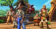 Peter Pan - Neue Abenteuer – Die Piraten sind verblüfft, weil Peter Pan mutig auf sie zugeflogen kommt. Captain Hook will Peter abschießen, doch er weiß nicht, dass die Kinder ihm einen Streich gespielt und das Kanonenkatapult manipuliert haben.