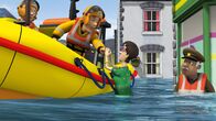 Feuerwehrmann Sam – Eine besonders starke Flut überrascht die Bewohner von Pontypandy, und Feuerwehrmann Sam hat mit seinen Kollegen alle Hände voll zu tun.
