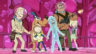 Rick and Morty – L-R: Roger, Morty, Alexander, Dr. Xenon Bloom, Poncho, Annie