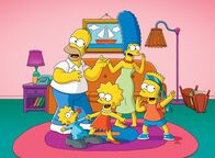 Die Simpsons – L-R: Homer, Maggie, Lisa, Marge, Bart