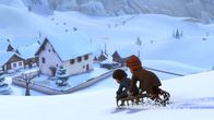 Heidi – Peter und Heidi fliehen mit dem Schlitten.