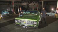 Fast N' Loud – L-R: Richard Rawlings and Aaron Kaufman. next to Chevrolet Silverado C10