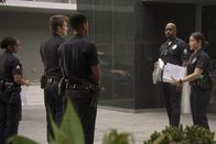 The Rookie – L-R: Nyla Harper (Mekia Cox), John Nolan (Nathan Fillion), Jackson West (Titus Makin Jr.), Wade Grey (Richard T. Jones)