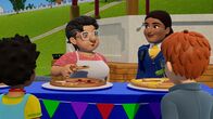 Feuerwehrmann Sam – Jurorin Bella probiert die Pizzas, die die Back-Teams kreiert haben.
