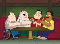 Family Guy – L-R: Joe Swanson (Patrick Warburton), Peter Griffin (Seth MacFarlane), Glenn Quagmire (Seth MacFarlane), Cleveland Brown (Mike Henry)