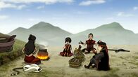 Avatar - Herr der Elemente – L-R: Katara, Momo, Toph, Sokka, Aang