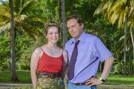 Death in Paradise – Picture Shows: (L-R) Dwayne (DANNY JOHN-JULES), JP (TOBI BAKARE), and DI Jack Mooney (ARDAL O'HANLON), Florence (JOSEPHINE JOBERT), Selwyn (DON WARRINGTON) and Catherine (ELIZABETH BOURGINE)