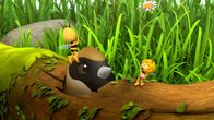 Die Biene Maja – Maja und Willi spielen mit einer Beere, die ein Vogel auch gerne hätte.