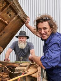 Outback Car Hunters – LR before – GT looking under bonnet – Dave in background.
